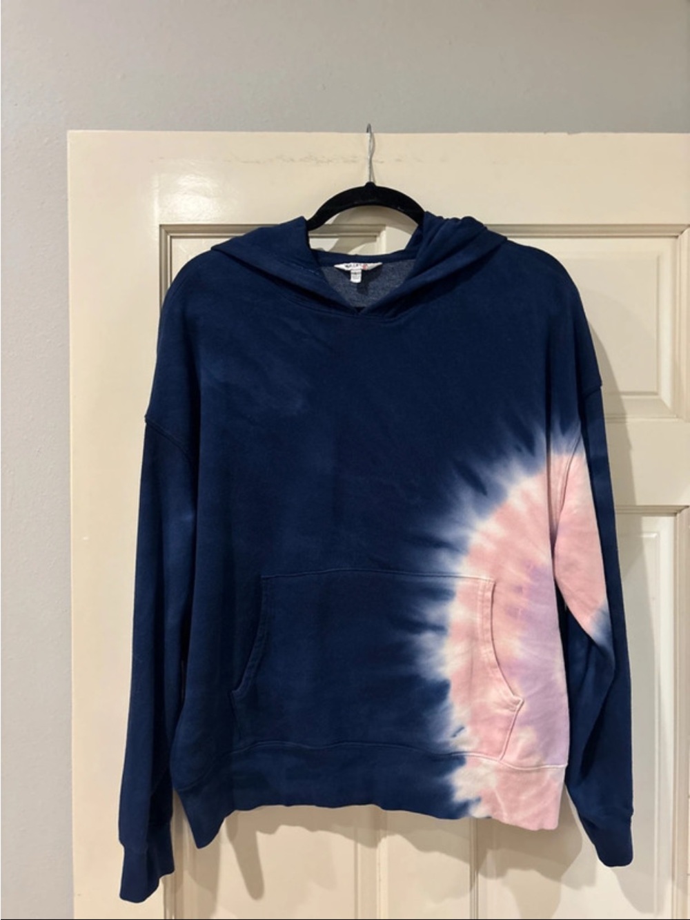 Wildfox Navy Blue and Pink Tie-Dye Hoodie